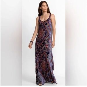 JOHNNY WAS OMO BURNOUT PEONY MAXI LONG DRESS SIZE MEDIUM NWT